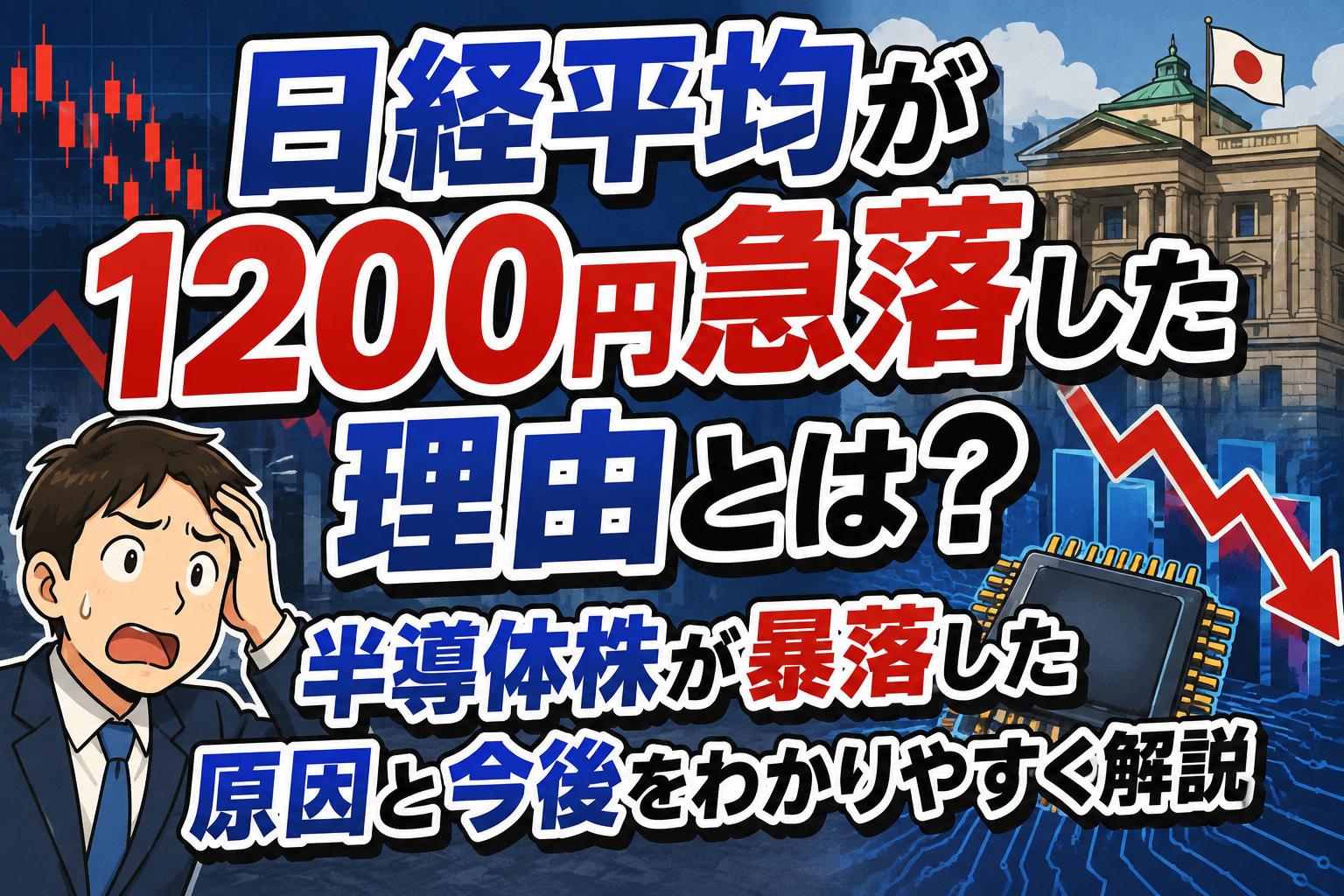 日経平均が1200円急落した理由とは？半導体株が暴落した原因と今後をわかりやすく解説