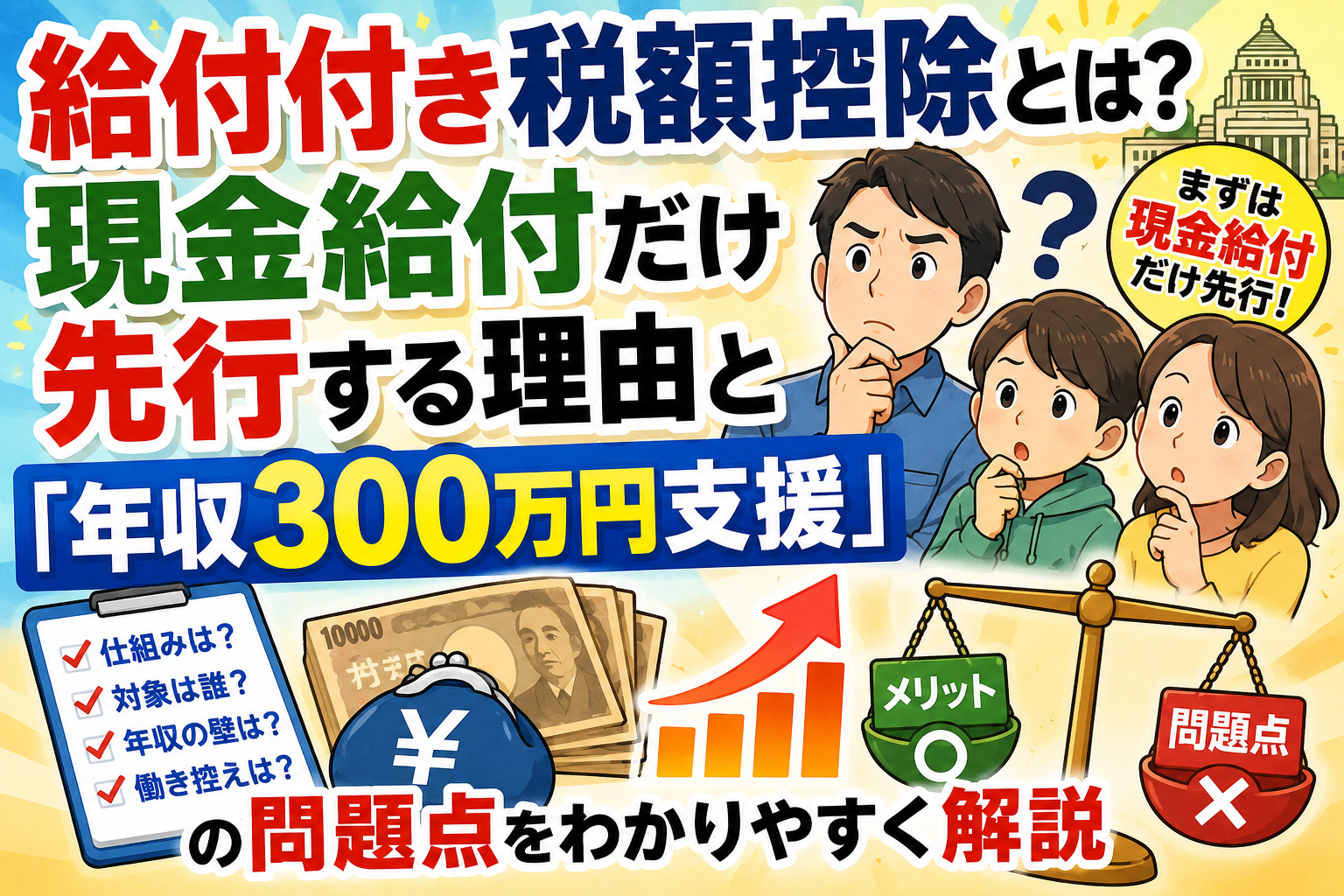 給付付き税額控除とは？現金給付だけ先行する理由と「年収300万円支援」の問題点をわかりやすく解説
