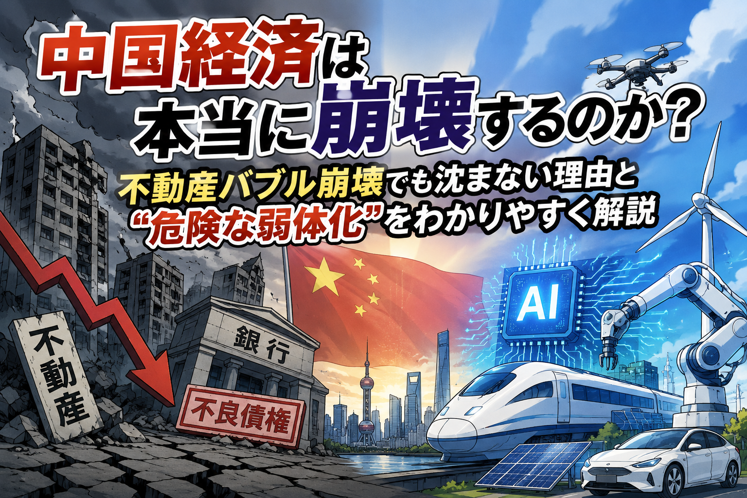 中国経済は本当に崩壊するのか？不動産バブル崩壊でも沈まない理由と“危険な弱体化”をわかりやすく解説