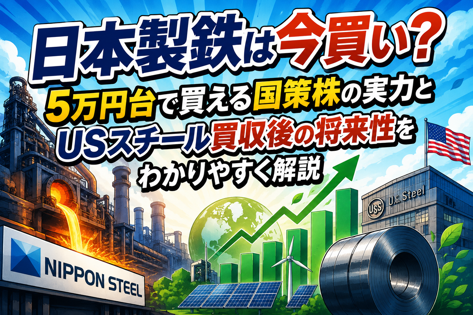 日本製鉄は今買い？5万円台で買える国策株の実力とUSスチール買収後の将来性をわかりやすく解説