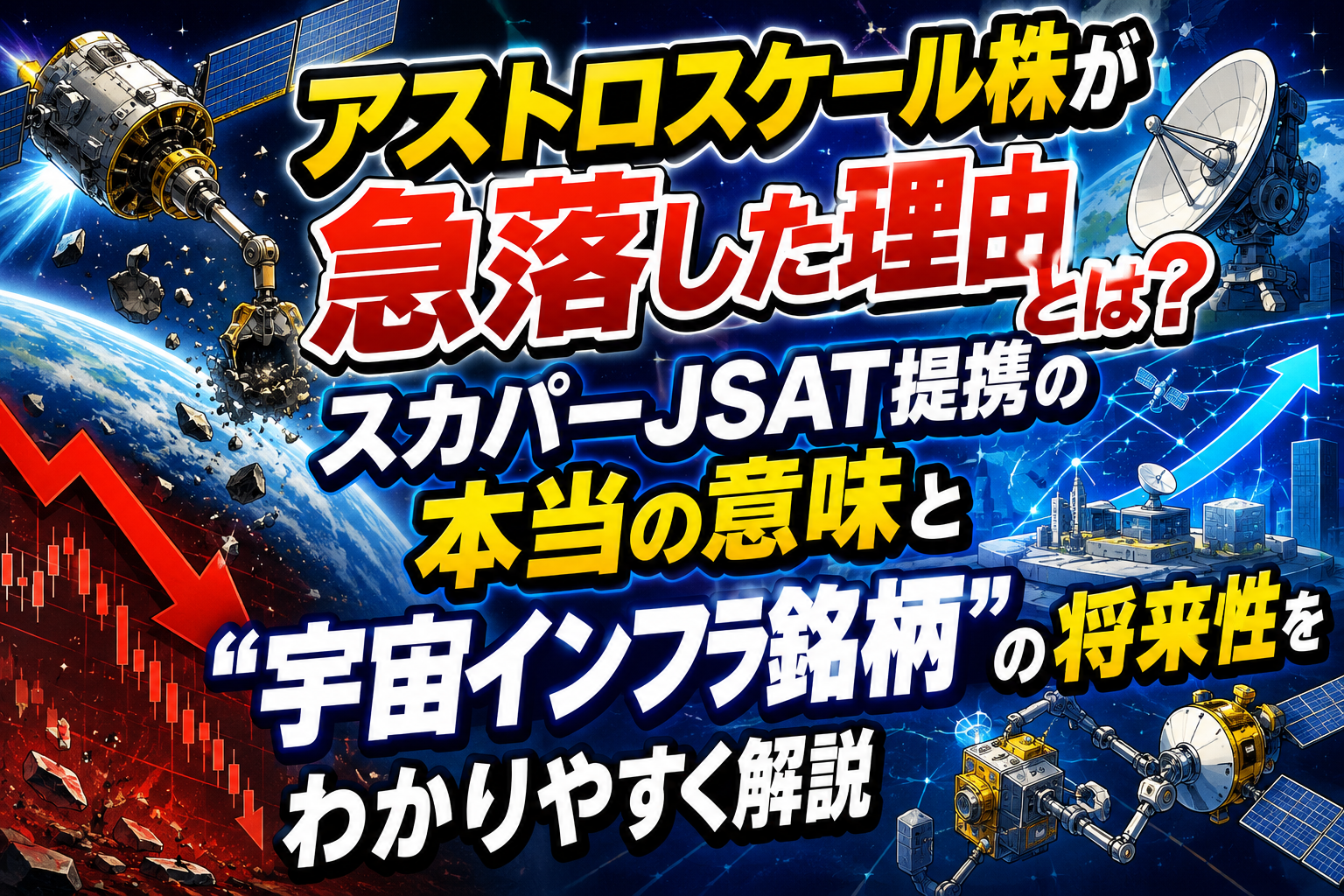 アストロスケール株が急落した理由とは？スカパーJSAT提携の本当の意味と“宇宙インフラ銘柄”の将来性をわかりやすく解説