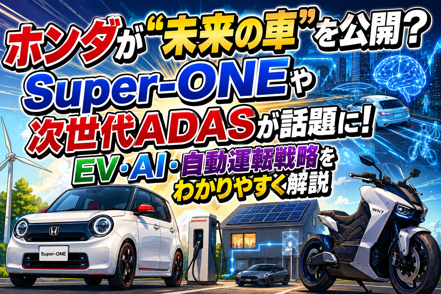 ホンダが“未来の車”を公開？Super-ONEや次世代ADASが話題に！EV・AI・自動運転戦略をわかりやすく解説