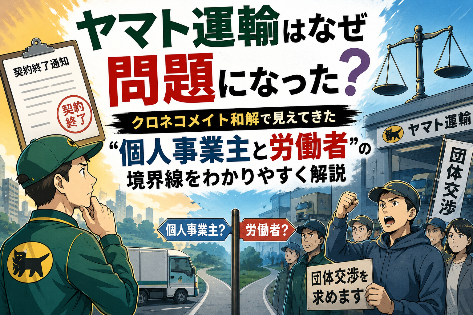 ヤマト運輸はなぜ問題になった？クロネコメイト和解で見えてきた“個人事業主と労働者”の境界線をわかりやすく解説