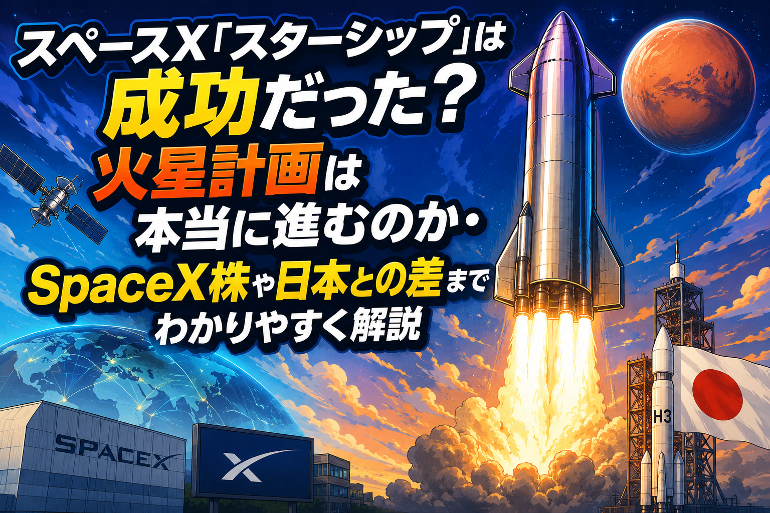 スペースX「スターシップ」は成功だった？火星計画は本当に進むのか・SpaceX株や日本との差までわかりやすく解説