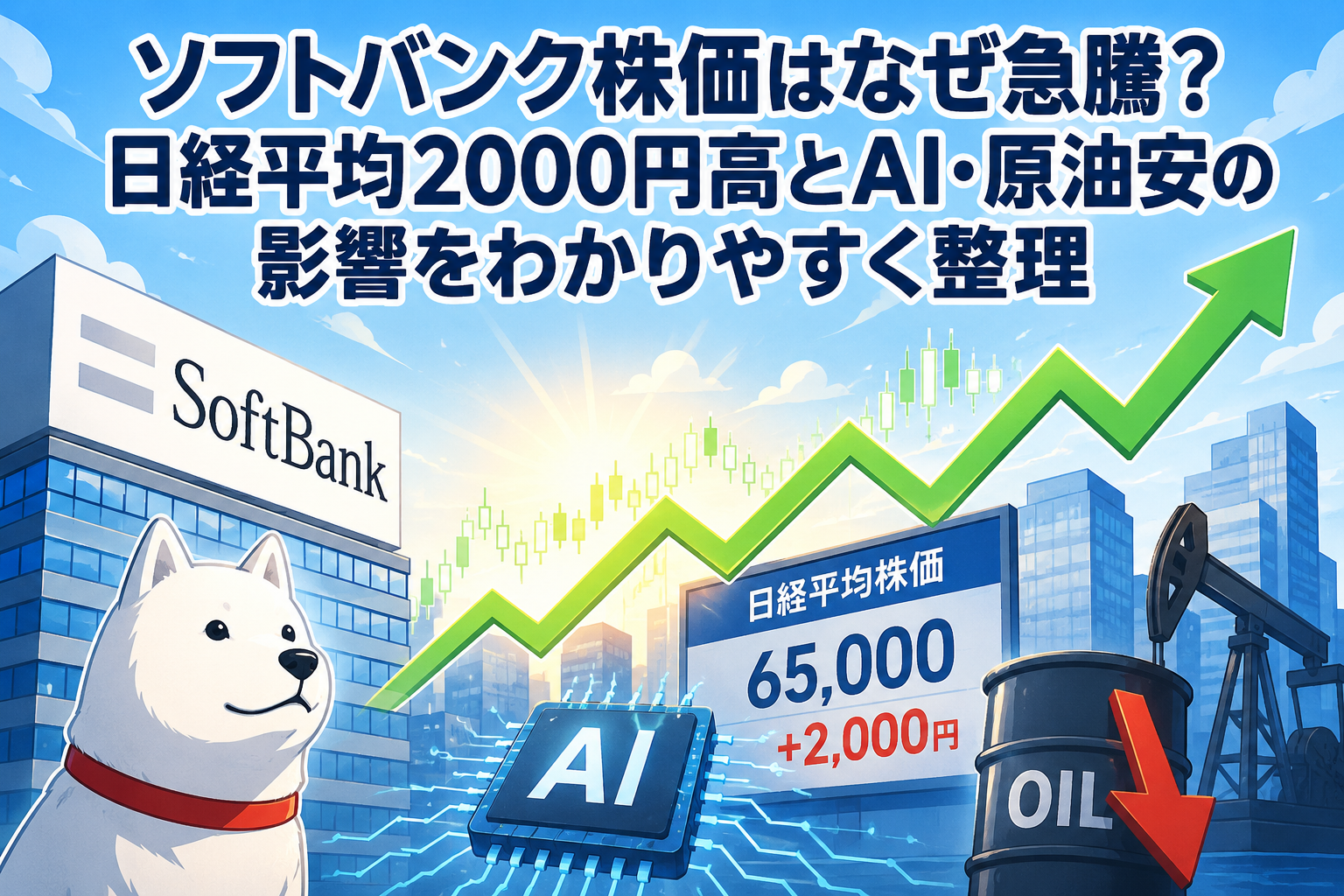 ソフトバンク株価はなぜ急騰？日経平均2000円高とAI・原油安の影響をわかりやすく整理