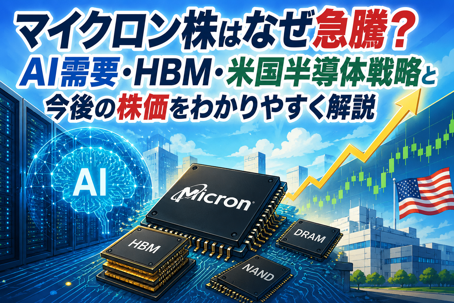 マイクロン株はなぜ急騰？AI需要・HBM・米国半導体戦略と今後の株価をわかりやすく解説