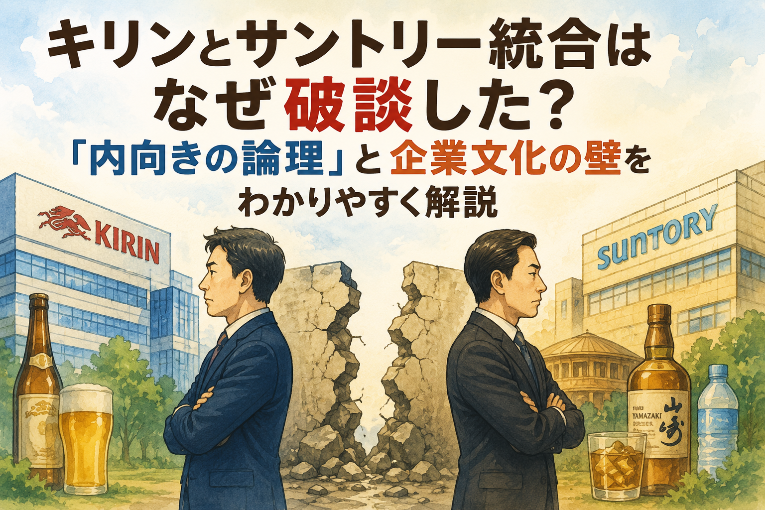 キリンとサントリー統合はなぜ破談した？「内向きの論理」と企業文化の壁をわかりやすく解説