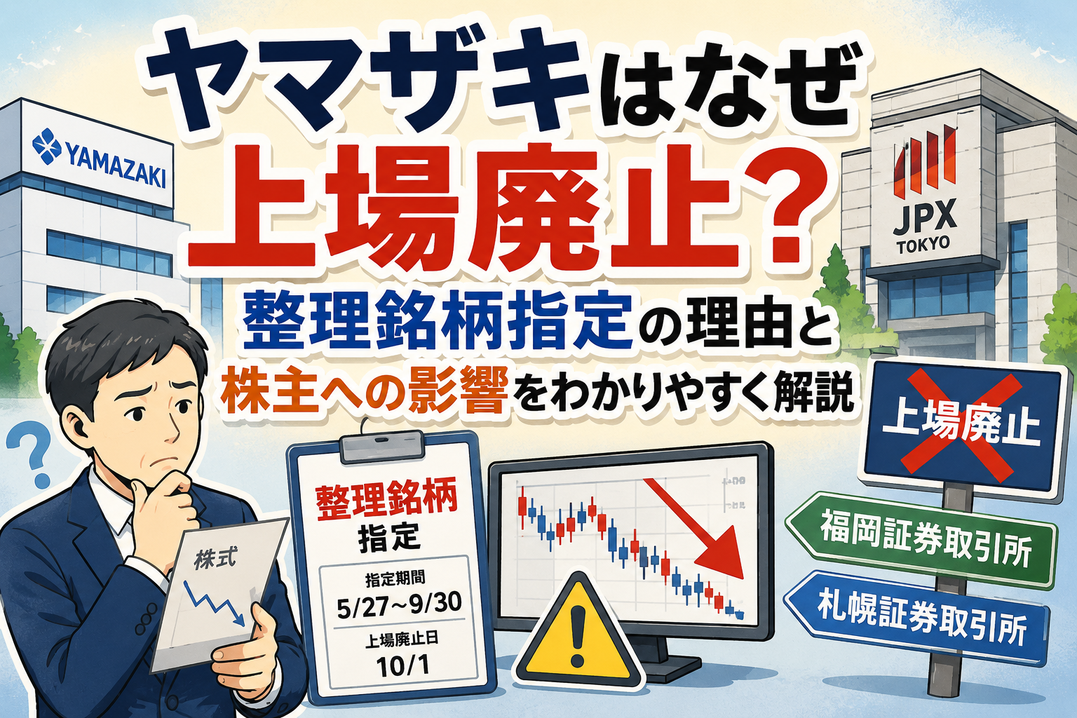 ヤマザキはなぜ上場廃止？整理銘柄指定の理由と株主への影響をわかりやすく解説