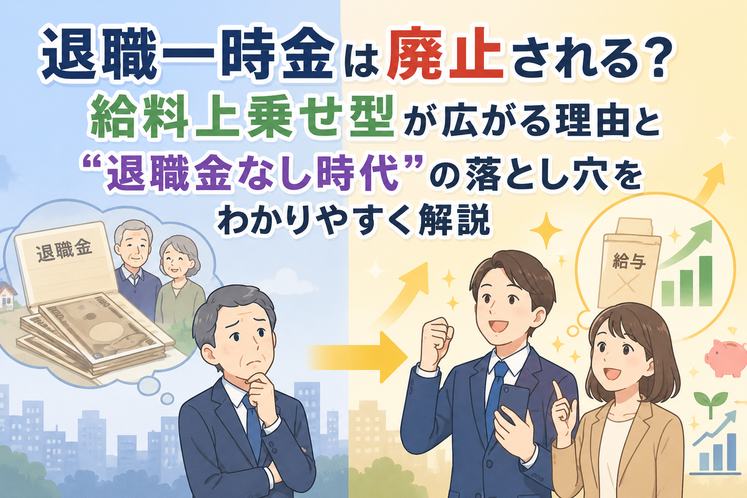 退職一時金は廃止される？給料上乗せ型が広がる理由と“退職金なし時代”の落とし穴をわかりやすく解説