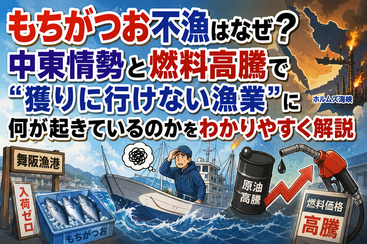 もちがつお不漁はなぜ？中東情勢と燃料高騰で“獲りに行けない漁業”に何が起きているのかをわかりやすく解説