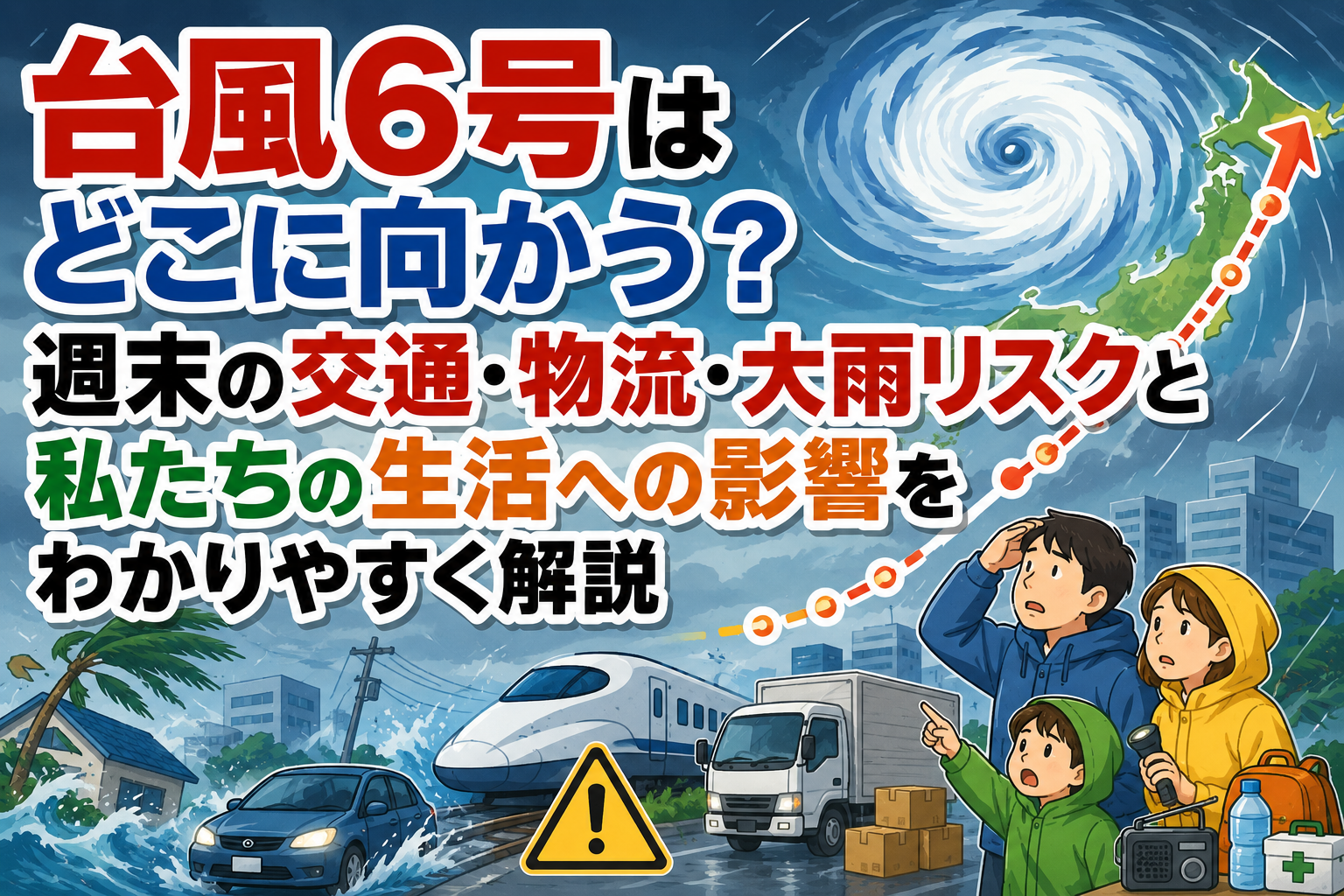 台風6号はどこに向かう？週末の交通・物流・大雨リスクと私たちの生活への影響をわかりやすく解説