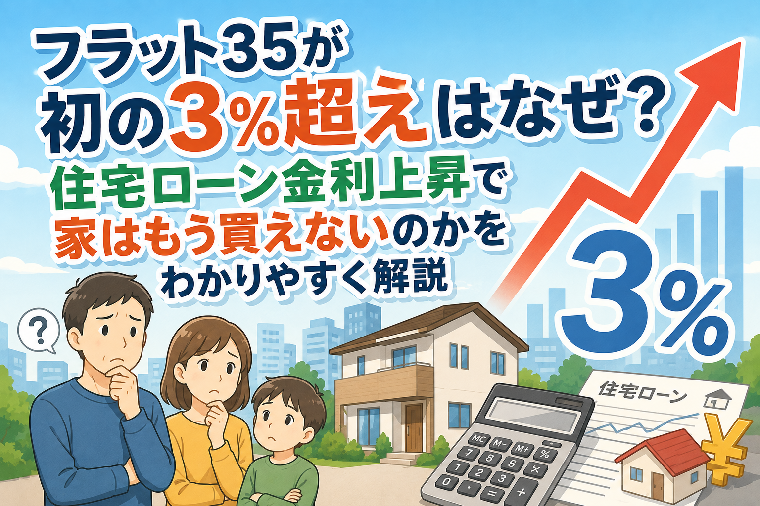 フラット35が初の3％超えはなぜ？住宅ローン金利上昇で家はもう買えないのかをわかりやすく解説