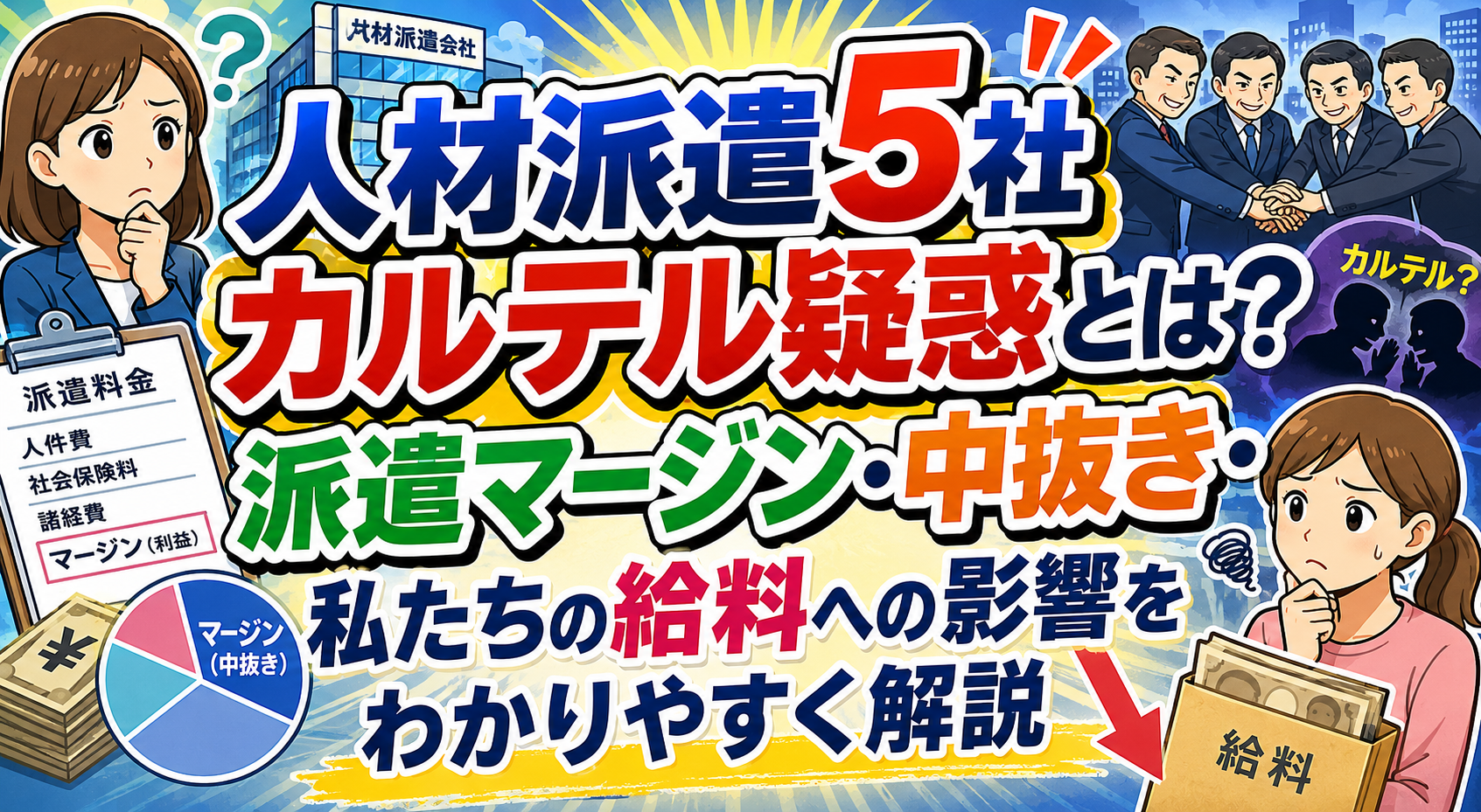 人材派遣5社カルテル疑惑とは？派遣マージン・中抜き・私たちの給料への影響をわかりやすく解説