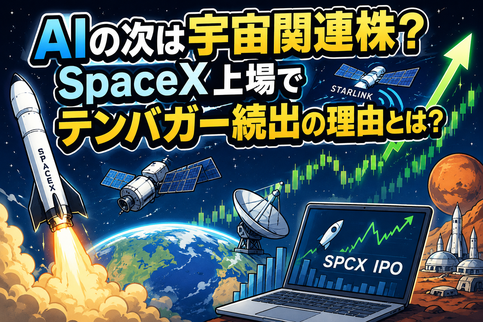 AIの次は宇宙関連株？SpaceX上場でテンバガー続出の理由とは？注目銘柄や私たちへの影響をわかりやすく解説